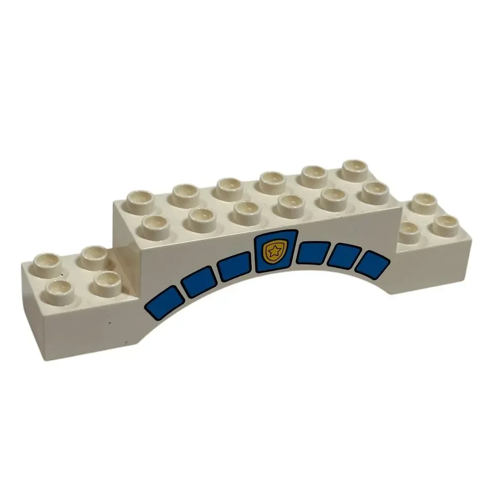 Duplo Lego White Blue Arch 2X10X2 Police Station Sign Town Brick Piece Part